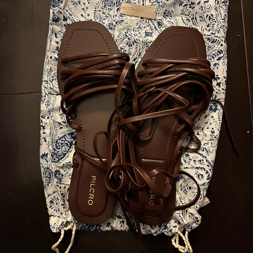 Pilcro Tie-Up Strappy Sandals leather anthropologie